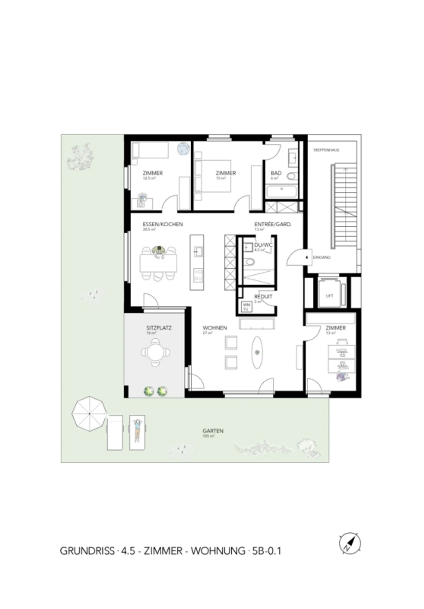 Esclusivo appartamento con giardino di 4.5 locali di nuova costruzione - Foto 4 di 5