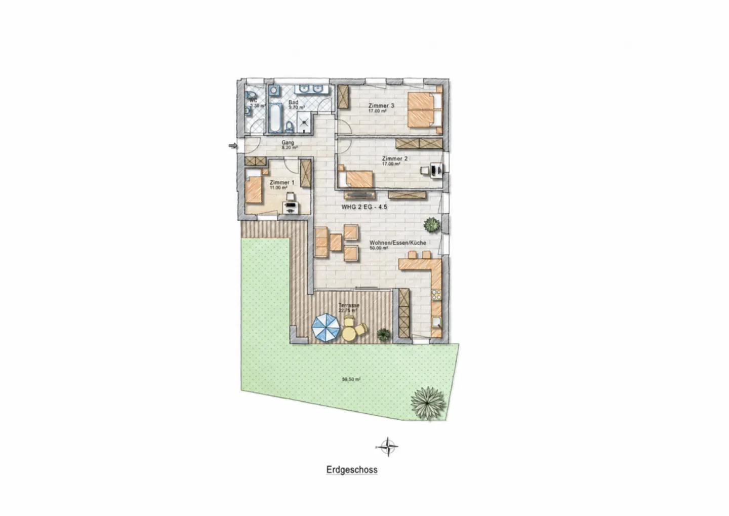 Appartement de jardin 4.5 pièces | Vivre près du lac et au centre dans la commune fiscalement avantageuse de Bottighofen - Photo 7 sur 7