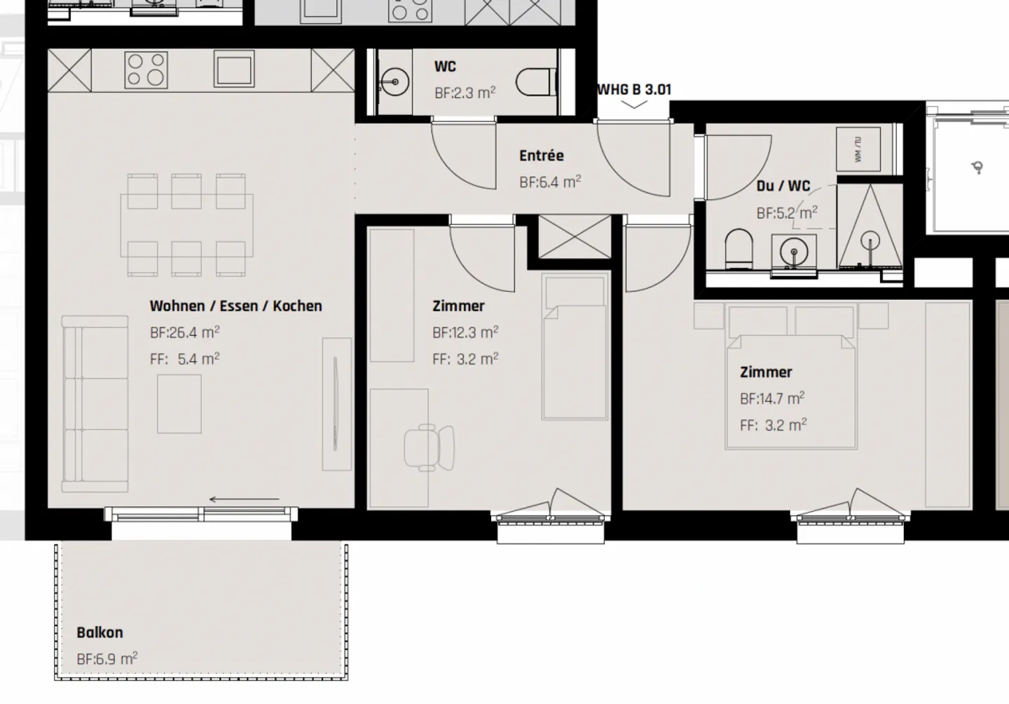 Ruhig und zentral wohnen - luxuriöse 3.5-Zimmer-Wohnung in St. Gallen - Foto 6 von 6