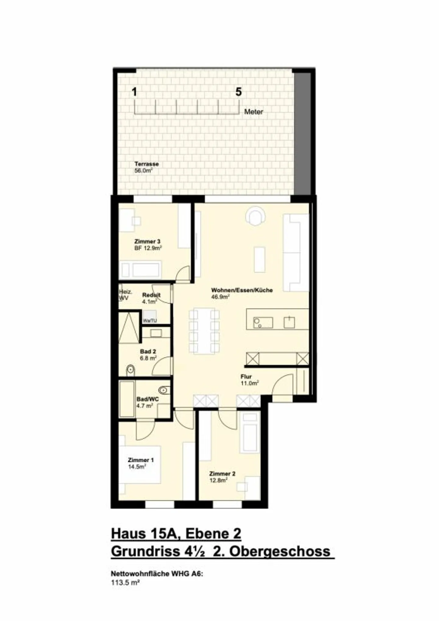 Réservé; Appartement de 4 1/2 pièces A6 - Photo 7 sur 11