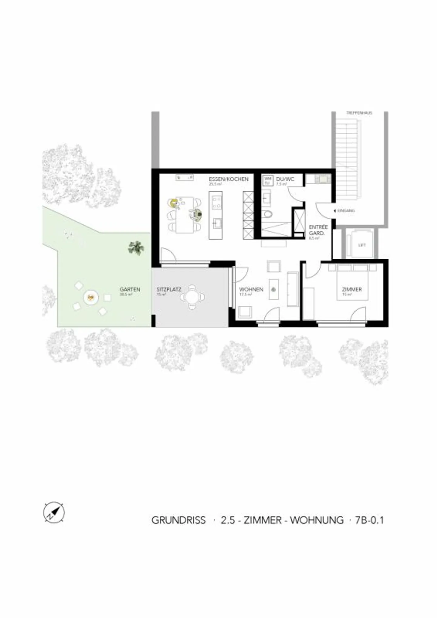 Erstbezug: Stilvolle 2.5-Zimmer-Gartenwohnung mit gedecktem Sitzplatz - Photo 5 sur 6