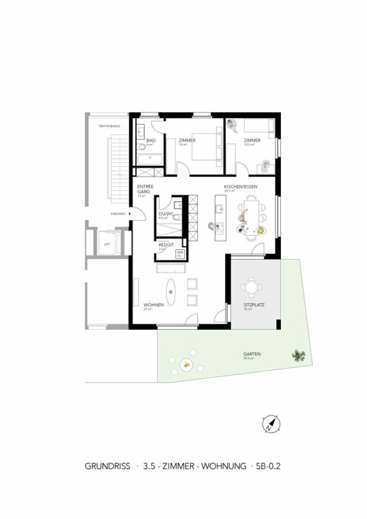 Appartement de jardin spacieux de 3,5 pièces en première occupation avec terrasse et espace vert idyllique - Photo 7 sur 7
