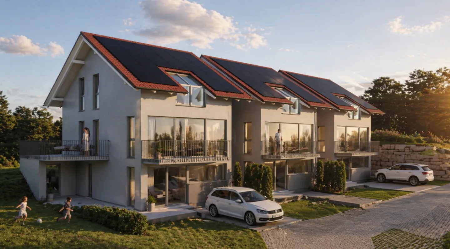 New construction of three modern upside-down single-family houses in the Seeland community of Jens - Photo 2 of 13