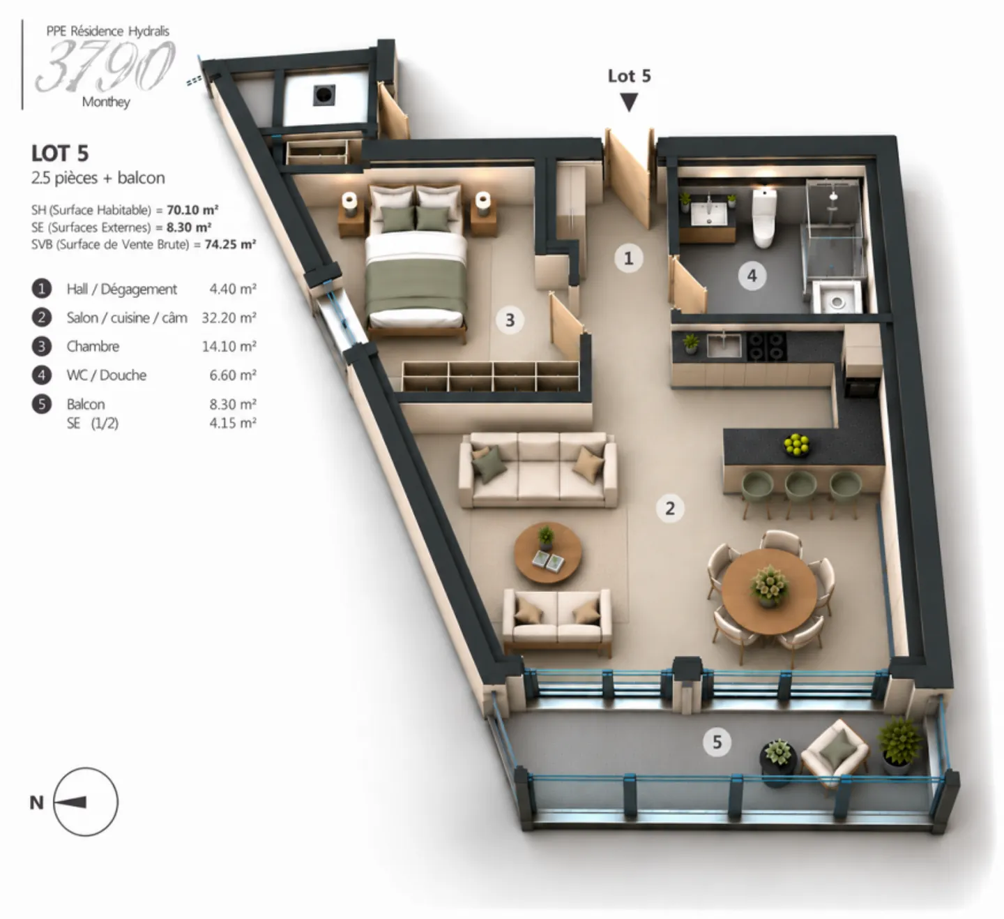 Charmant appartement 2,5 pièces - Photo 12 sur 13