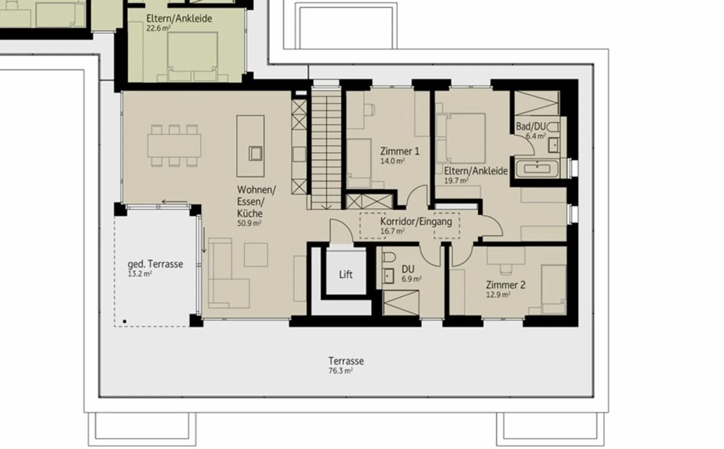 199 m² | 4.5-Zi.-Attikawohnung | Erstbezug - Photo 8 sur 12