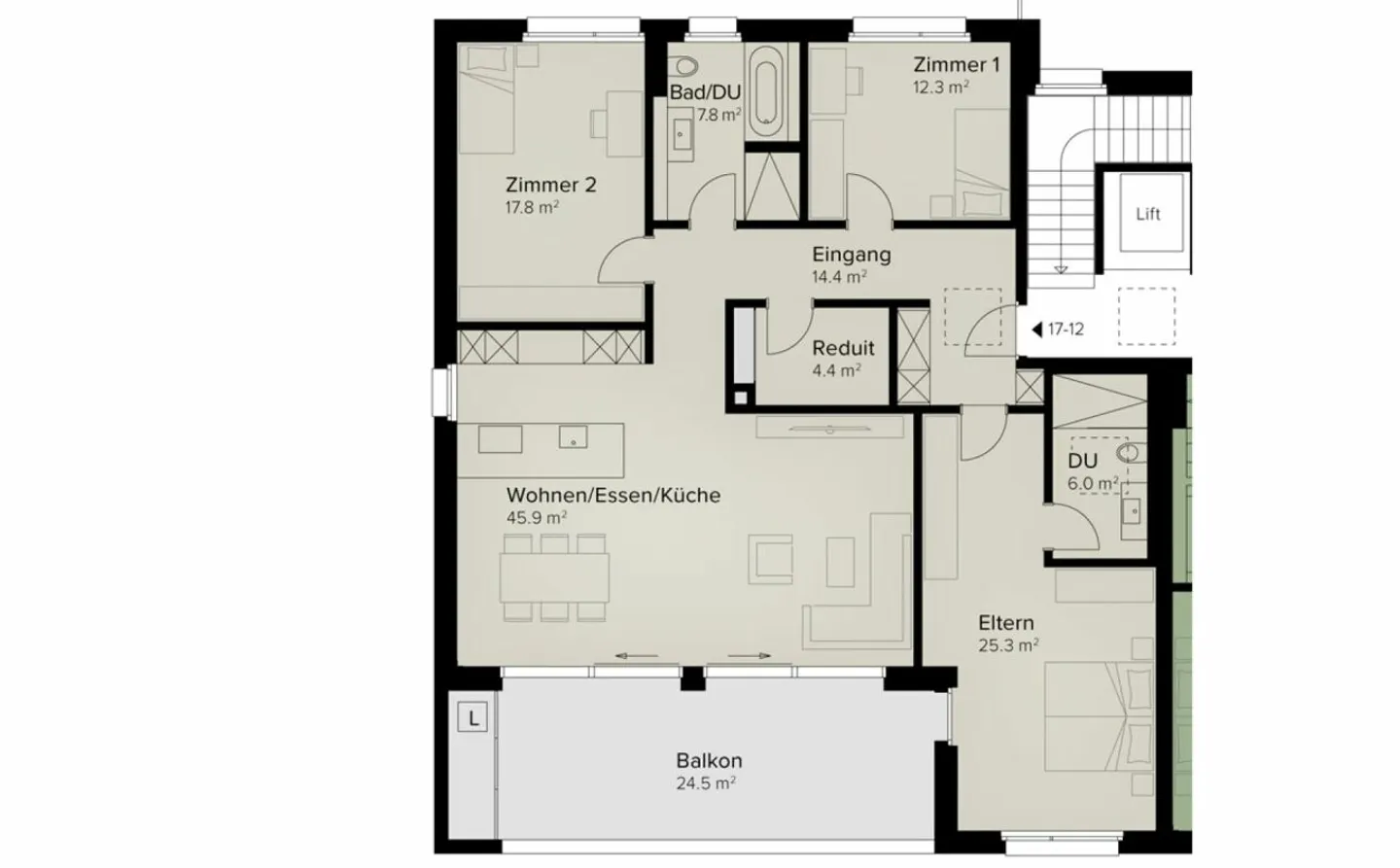 179 m² | 4.5-Zi.-Dachwohnung | Erstbezug - Foto 9 von 12