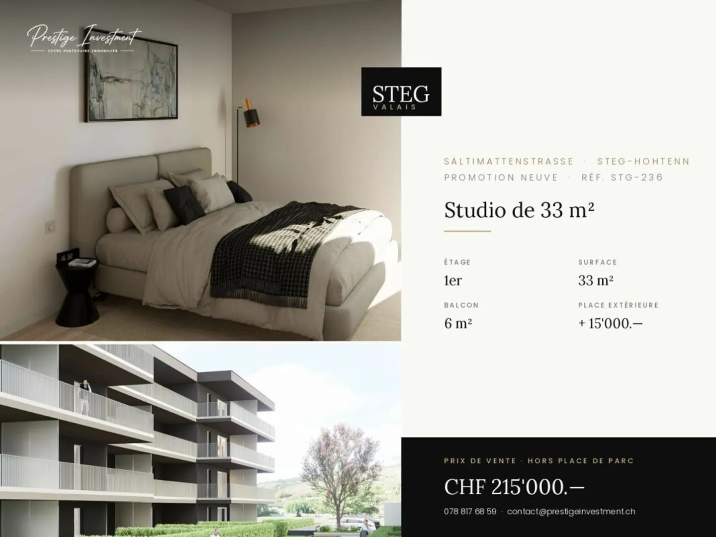 STEG Pièces 1,5 (studio) · 33 m² avec balcon dès CHF 215'000.? - Foto 1 di 5