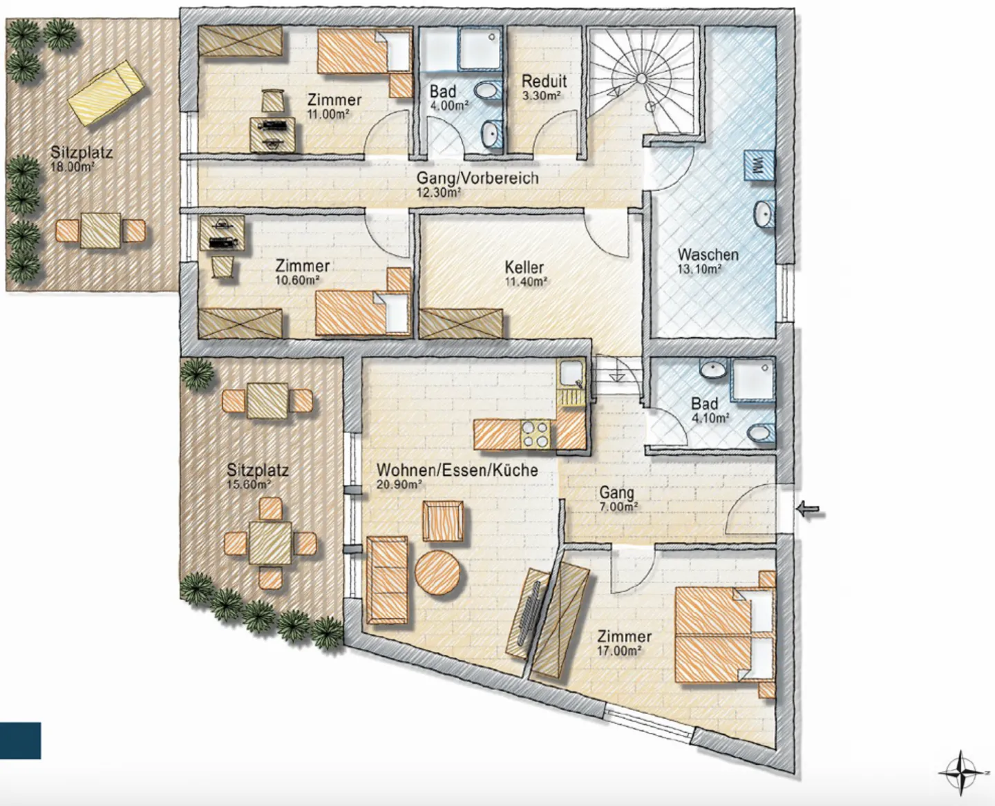 Vivre avec une vue - Maison de rangée de 7,5 pièces en bout de rangée directement adjacente à la zone agricole - Photo 10 sur 10
