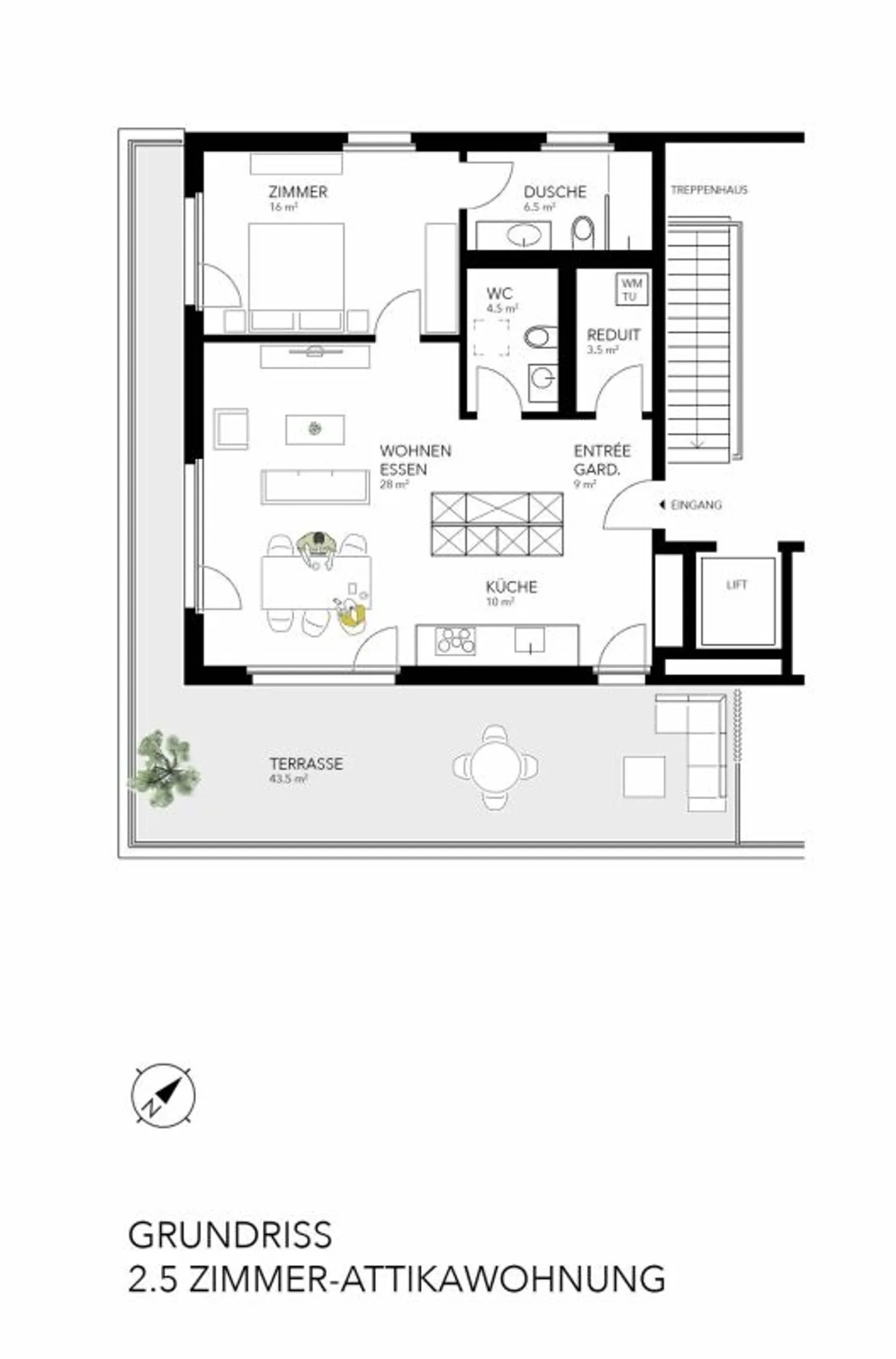 Appartamento Attico Nuovo di 2,5 Stanze - Foto 3 di 8