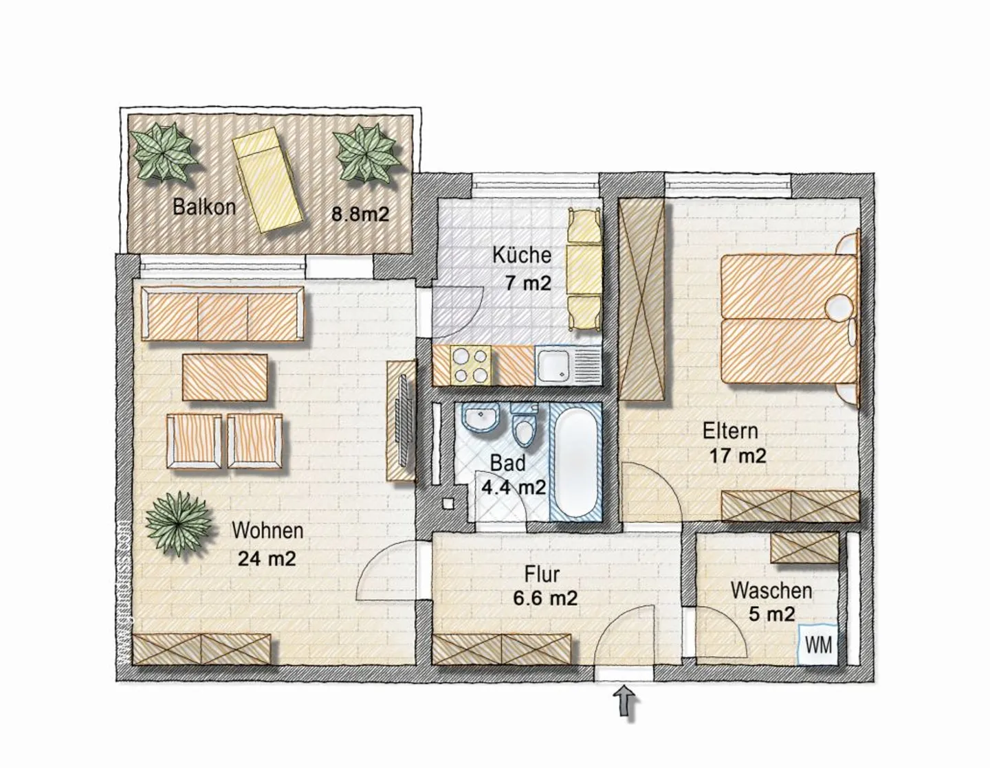 Geräumige und moderne 2.5 Zimmer Wohnung mit Balkon an ruhiger Lage - Foto 9 von 9