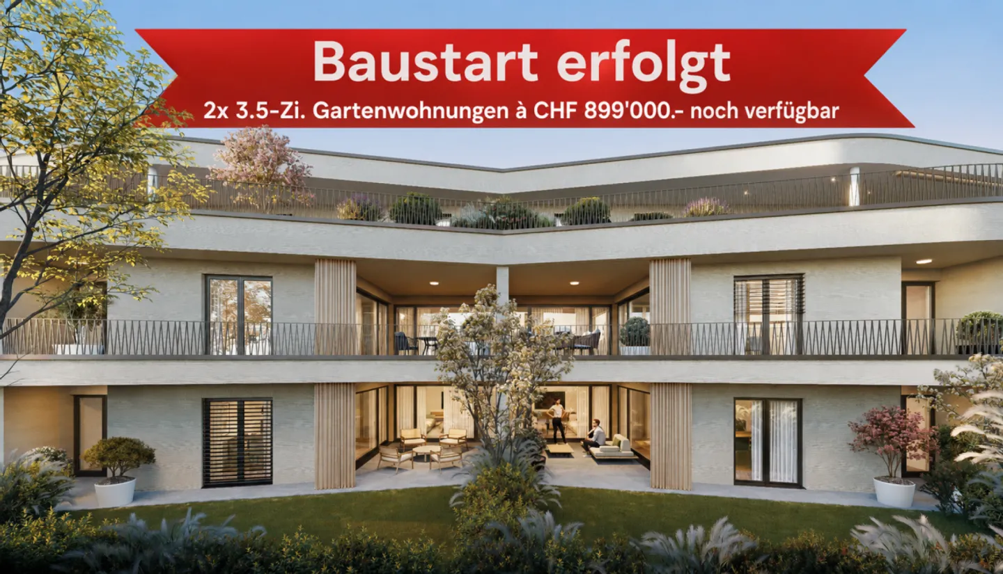 "Baustart erfolgt - letzte zwei 3.5-Zi. Gartenwohnungen im Neubau ""Linéa"" in Kreuzlingen" - Photo 1 sur 6