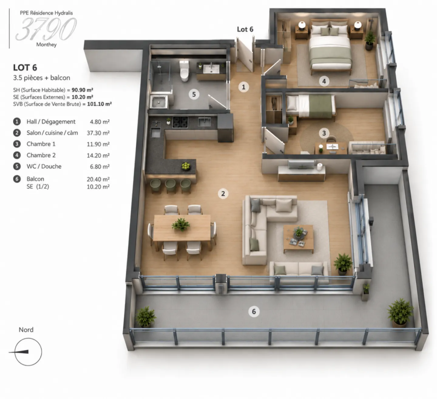 PPE Hydralis lot 6 apartment 3.5 rooms on the 2nd floor - Photo 12 of 13