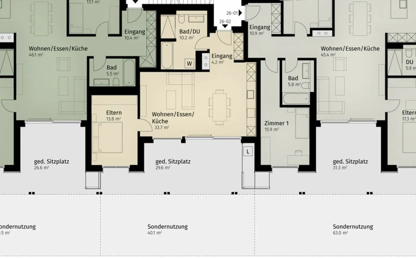 96 m² | 2.5-Room Garden Apartment | First Occupancy - Photo 10 of 12