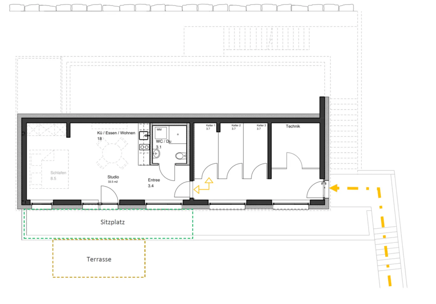 Modernes Studio mit Terrassenblick - Foto 8 von 9