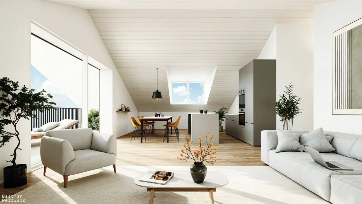 Magnifique attique de 100 m2 avec ensoleillement sud/ouest - Foto 12 von 13