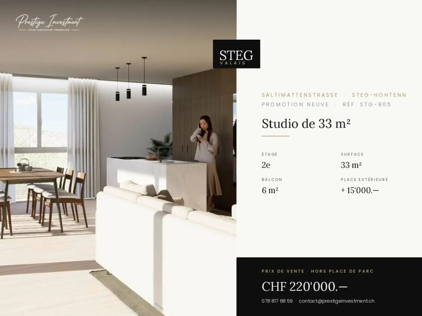 STEG Studio neuf 33 m² avec balcon, 2e étage, CHF 220'000.-- - Photo 1 of 5