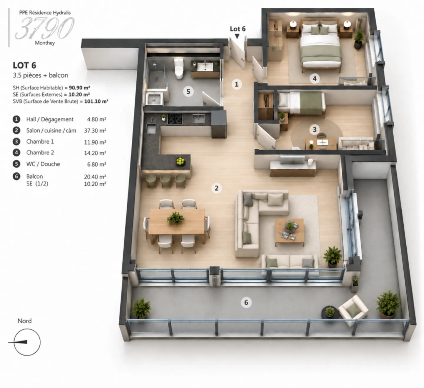 PPE Hydralis lot 4 apartment 3.5 rooms on the 1st floor - Photo 1 of 3