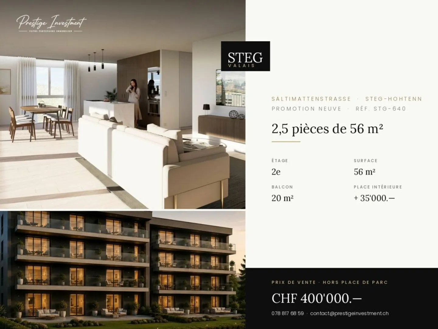 STG-640 ? 2,5 pièces, balcon de 20 m², 2ème étage, CHF 400'000.-- - Photo 1 of 5