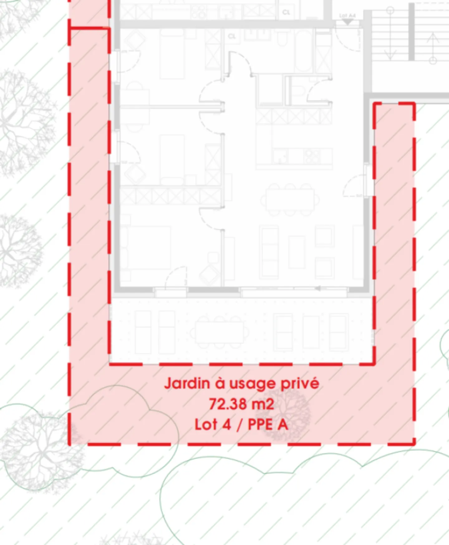 4.5 rooms on the ground floor with large terrace and garden of over 70 m2 - Photo 3 of 13