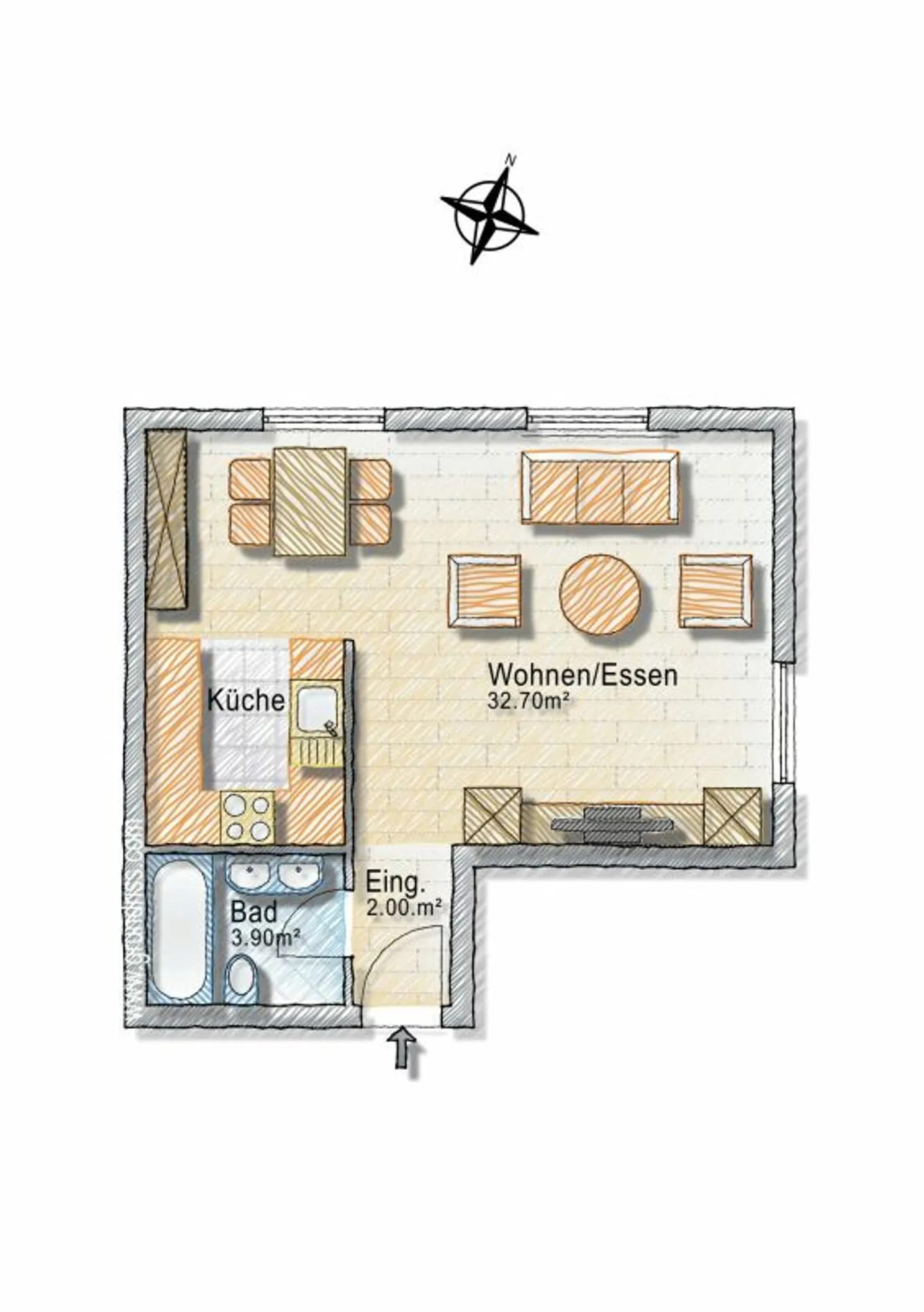 Charming 1.5-room apartment in need of renovation for rent or personal use - Photo 8 of 8