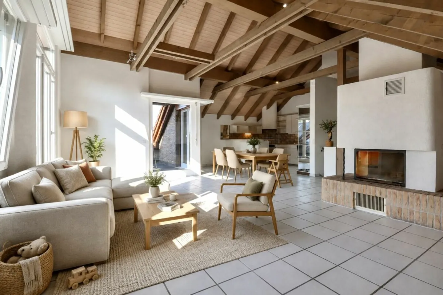 Vivre sur deux niveaux - Maisonette de 4½ pièces avec cheminée, sauna et balcon ensoleillé - Photo 1 sur 12