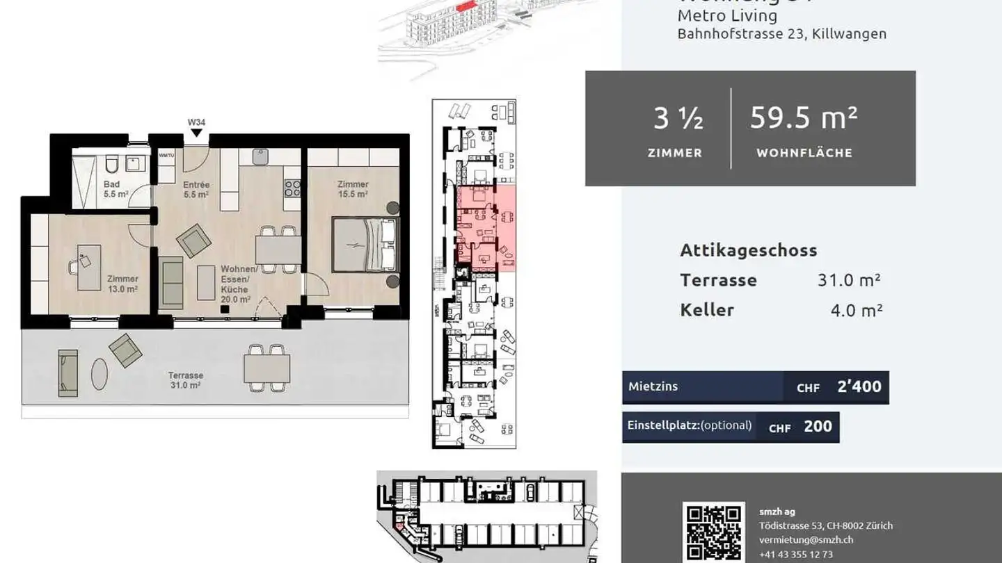 Penthouse mieten - Bahnhofstrasse 23, 8956 Killwangen - Foto 2