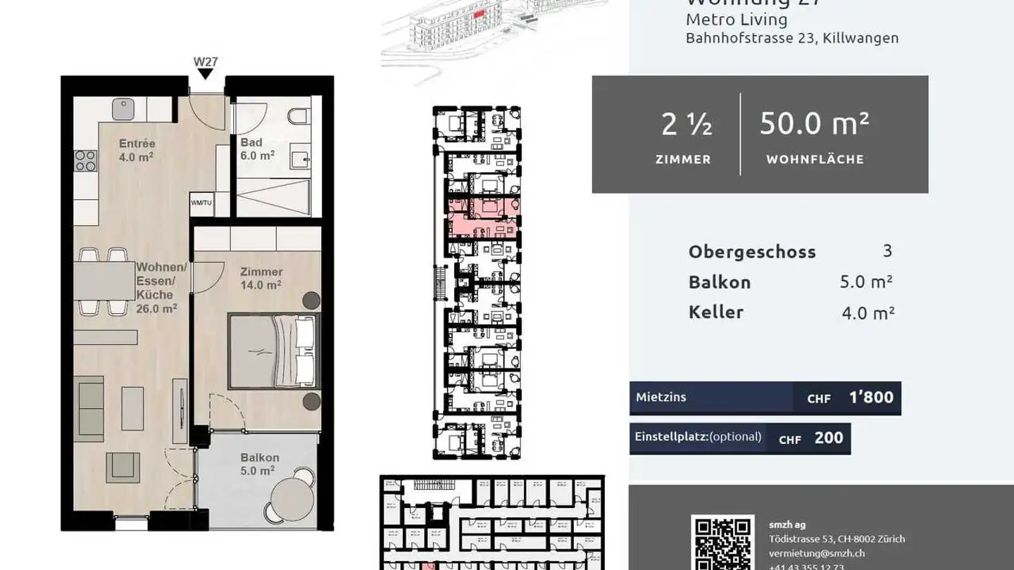 Wohnung mieten - Bahnhofstrasse 23, 8956 Killwangen - Foto 2