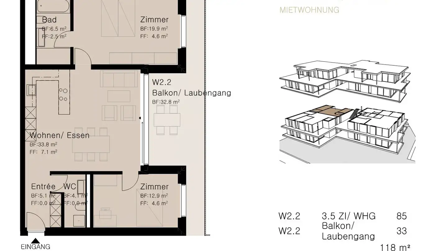 Wohnung mieten - Gartenstrasse 23, 8853 Lachen SZ - Foto 3