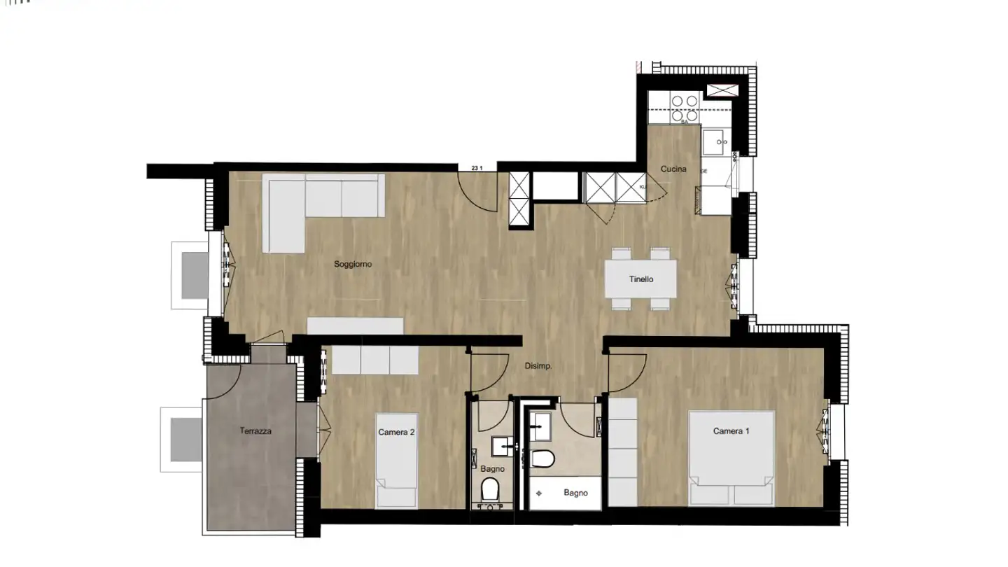 Appartement à louer - Via A. e O. Torricelli 23, 6900 Lugano