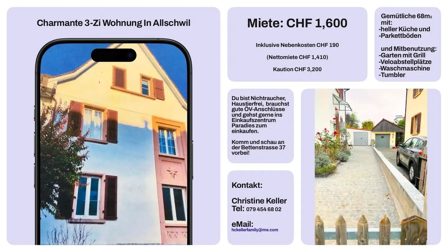 Wohnung mieten - Bettenstrasse 37, 4123 Allschwil