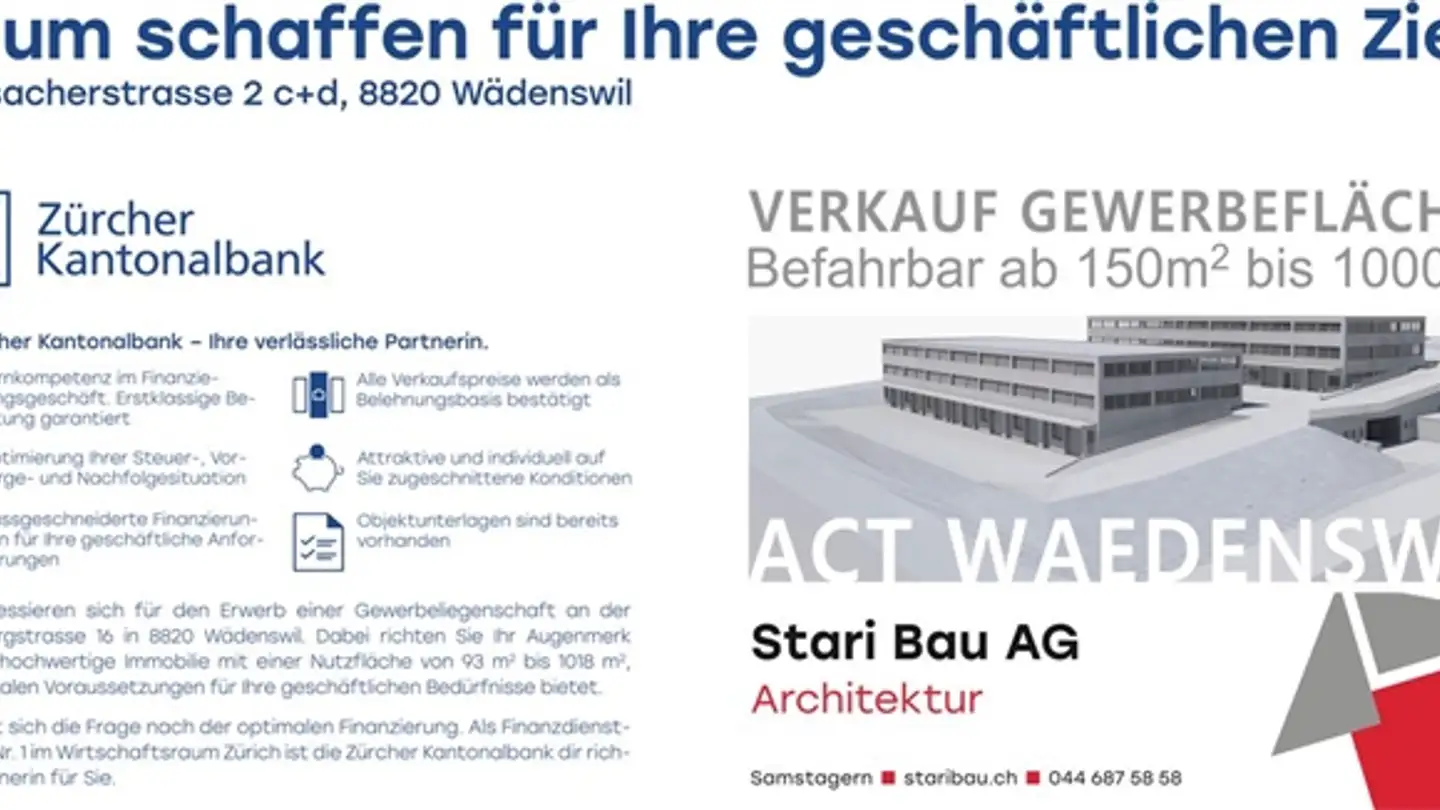 Atelier à vendre - Moosacherstrasse 2, 8804 Au ZH