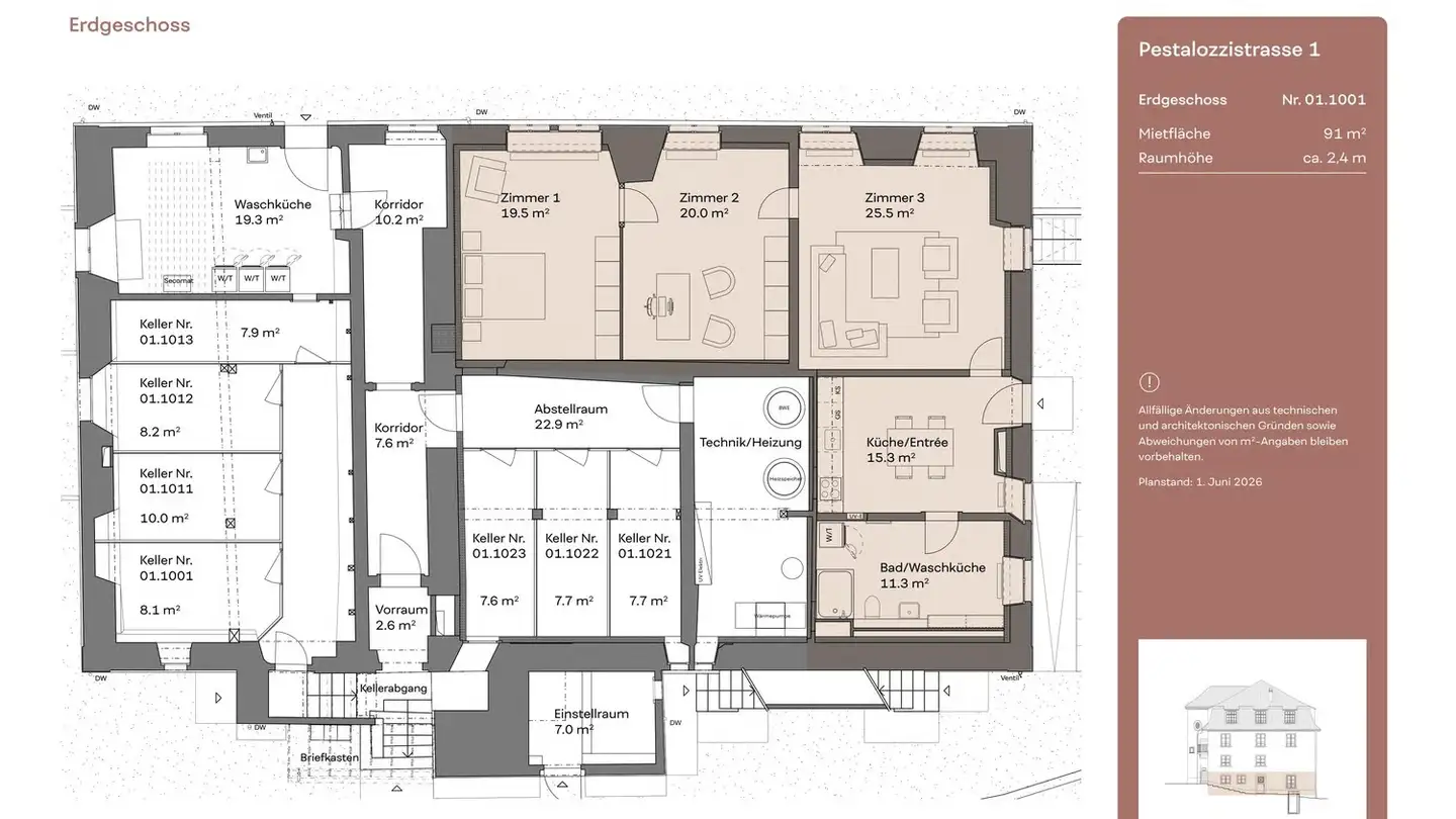 Wohnung mieten - Pestalozzistrasse 1, 8352 Elsau