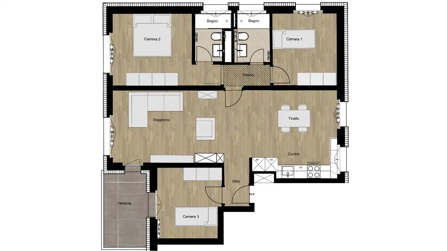 Apartment for rent - Via Adolfo E Oscar Torricelli 23, 6900 Lugano