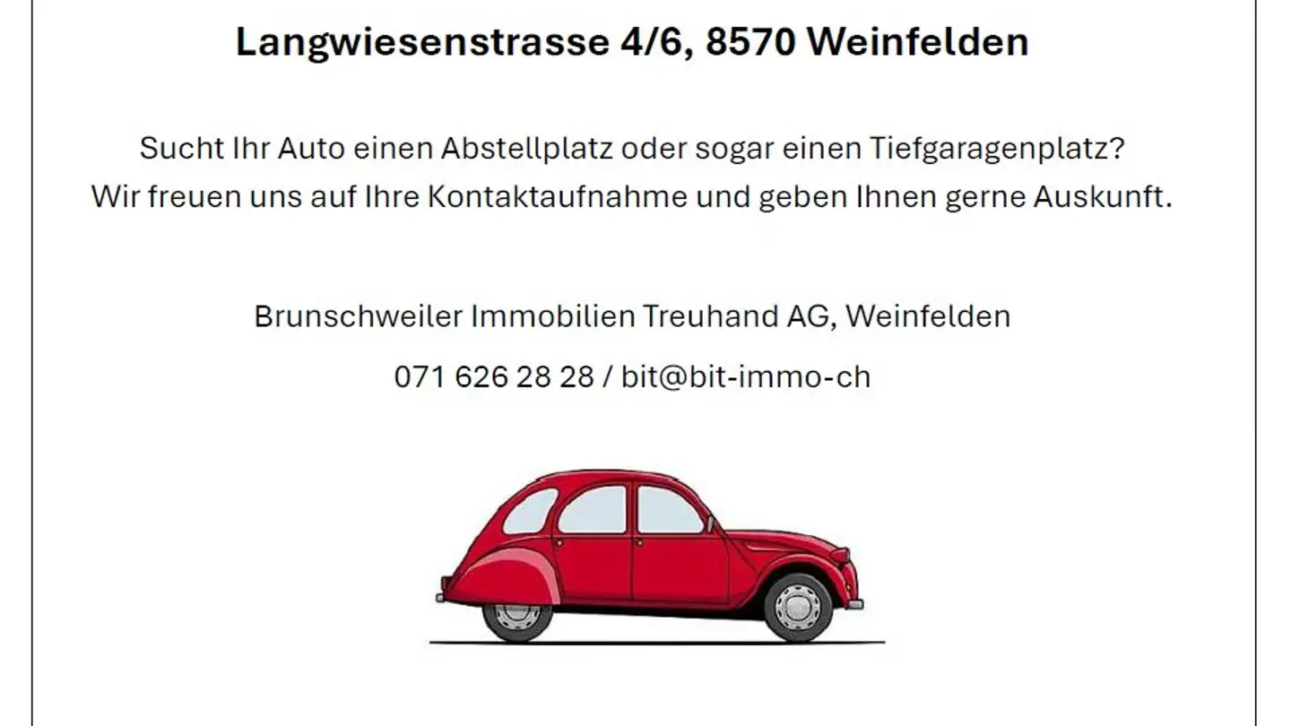 Underground parking space for rent - Langwiesenstrasse 6, 8570 Weinfelden