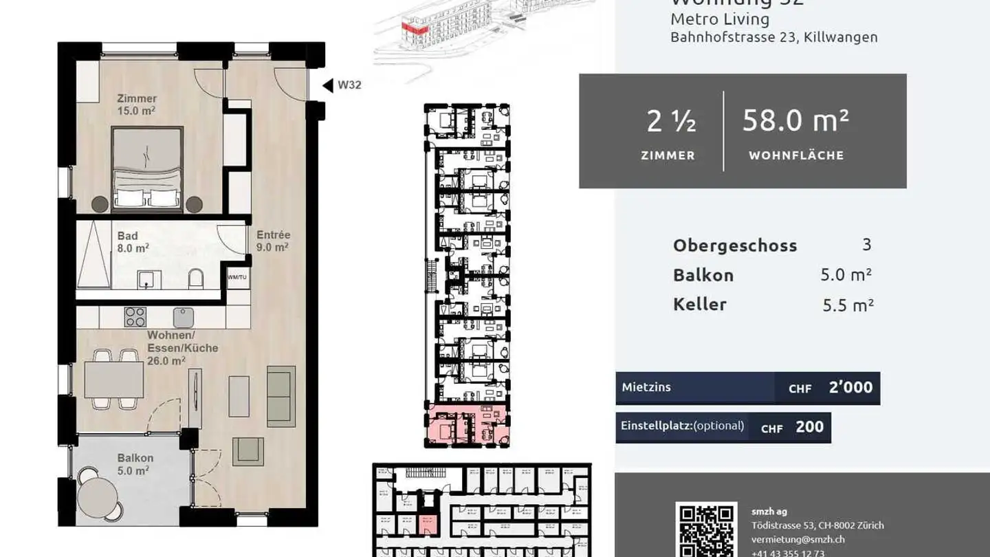 Wohnung mieten - Bahnhofstrasse 23, 8956 Killwangen - Foto 2
