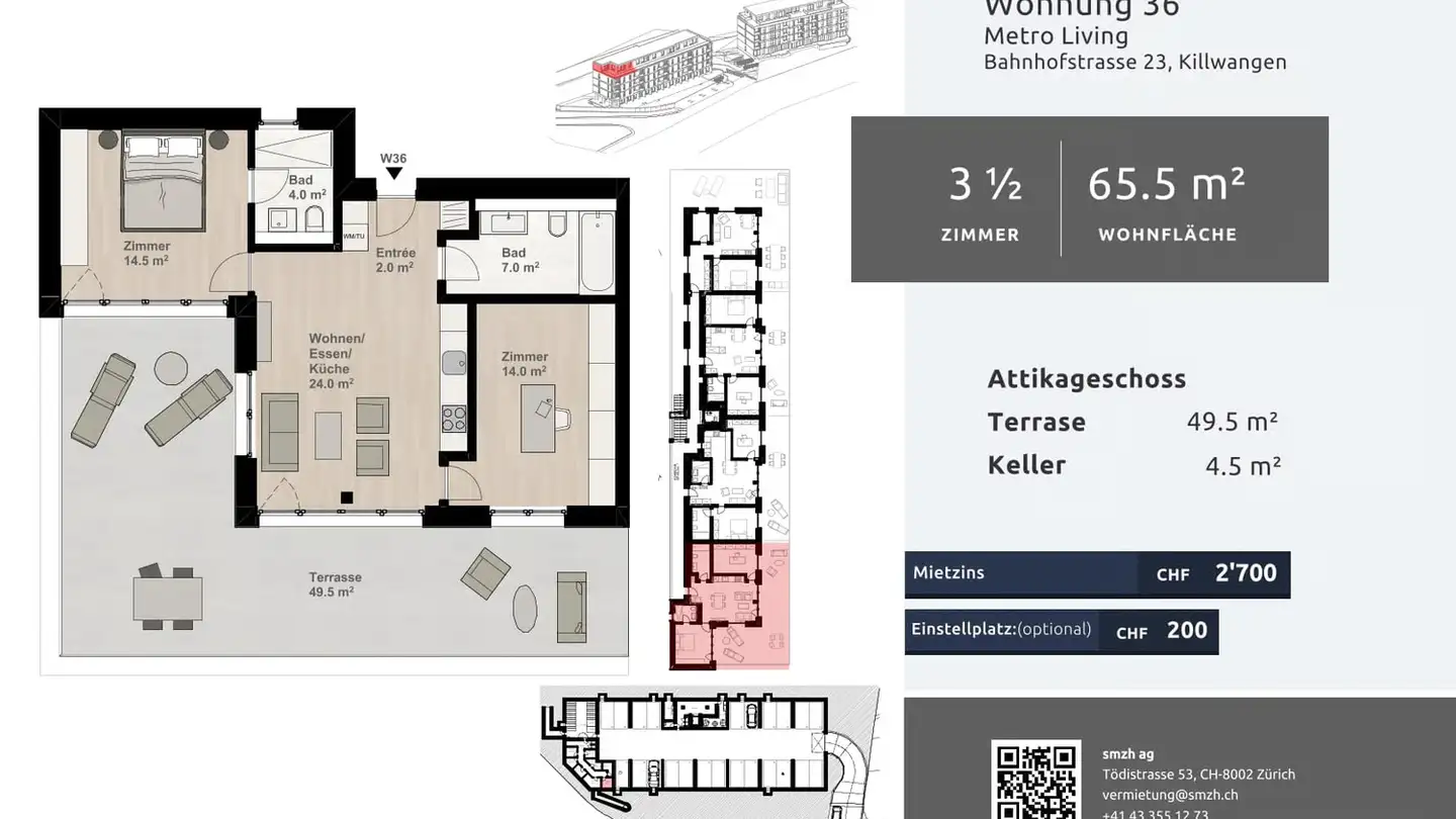 Attico in affitto - Bahnhofstrasse 23, 8956 Killwangen