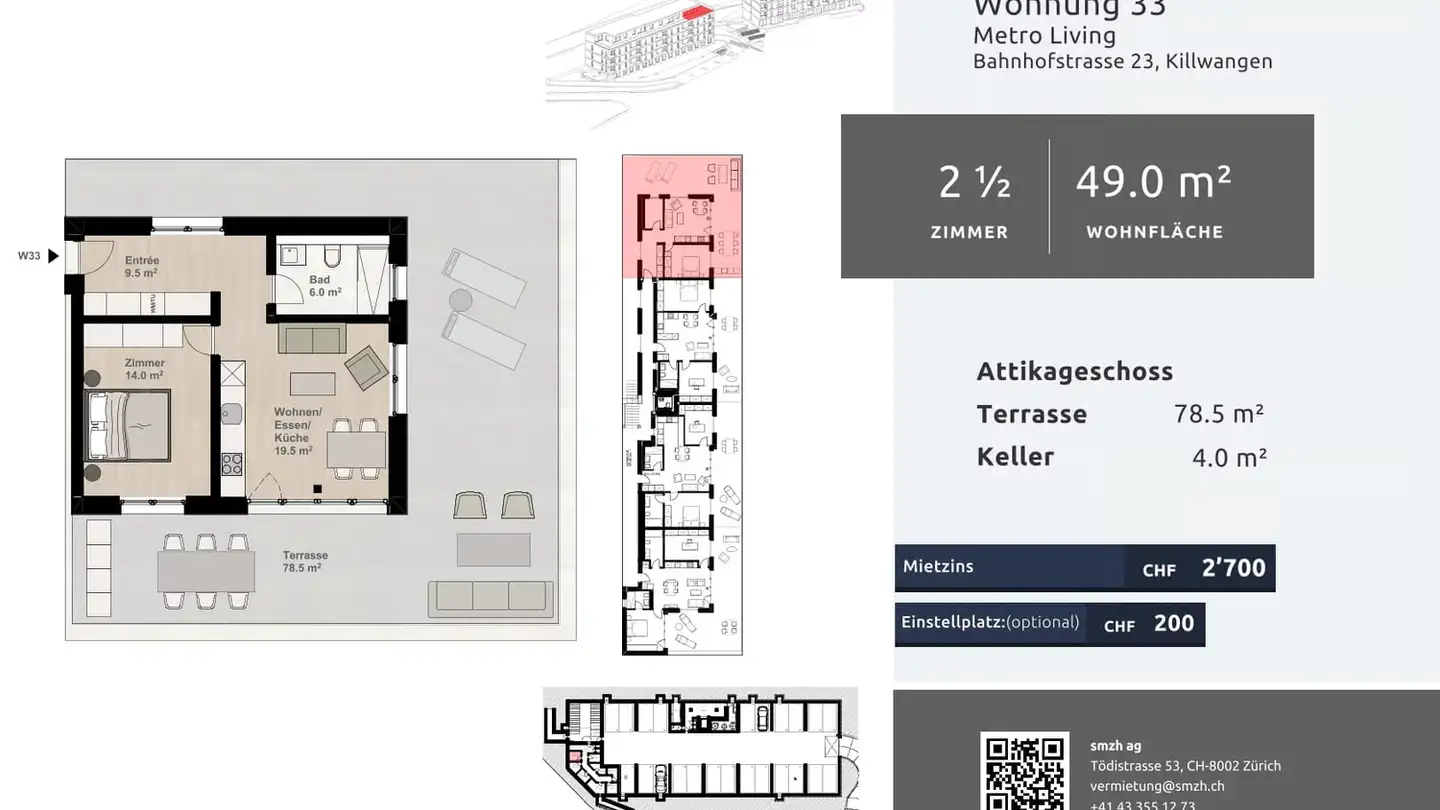 Penthouse mieten - Bahnhofstrasse 23, 8956 Killwangen - Foto 2