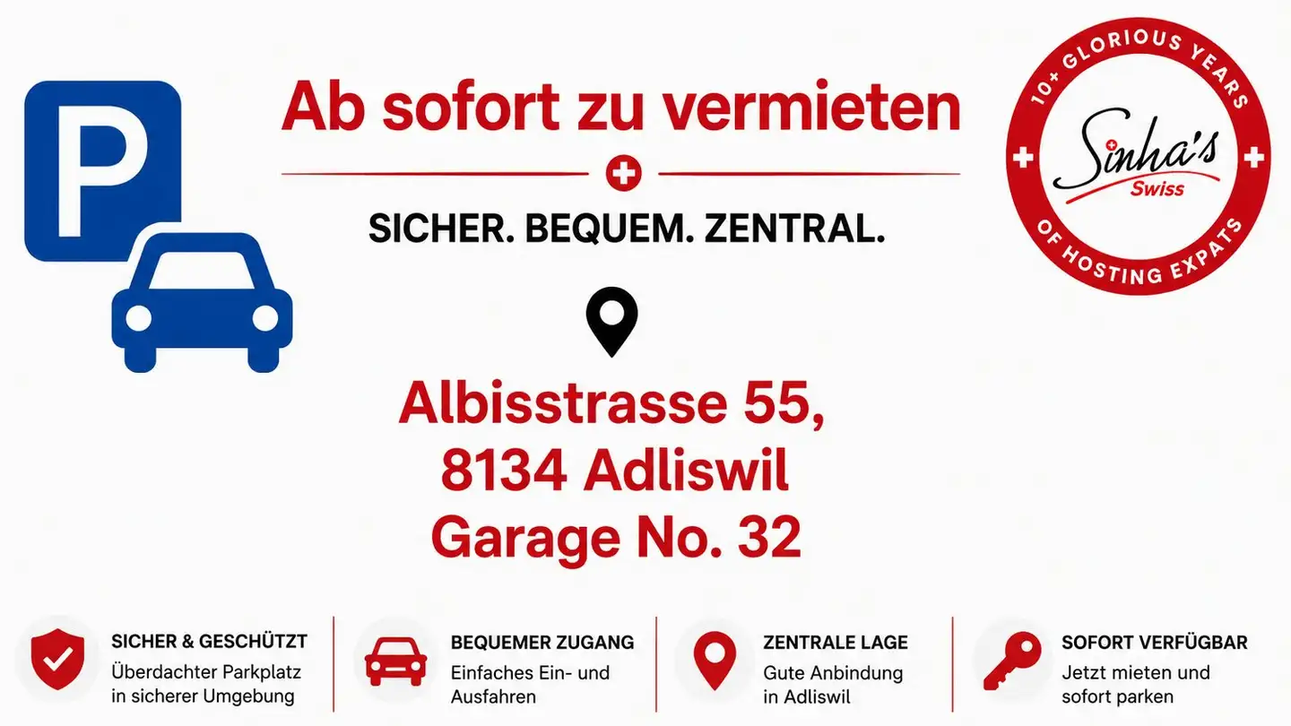 Überdachter Parkplatz mieten - Albisstrasse 55, 8134 Adliswil