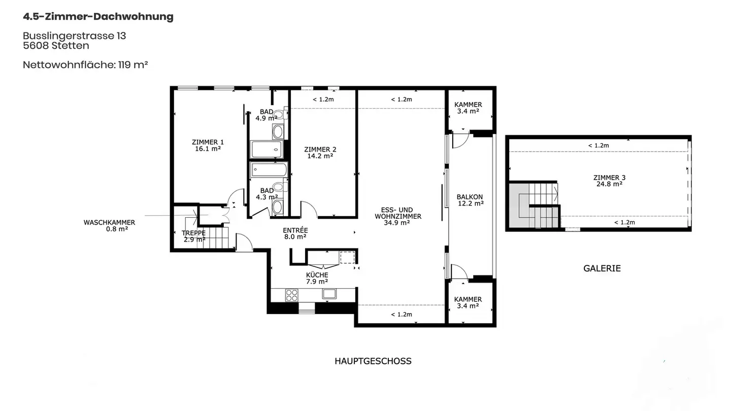 Appartement à louer - Busslingerstrasse 13a, 5608 Stetten AG - Photo 4