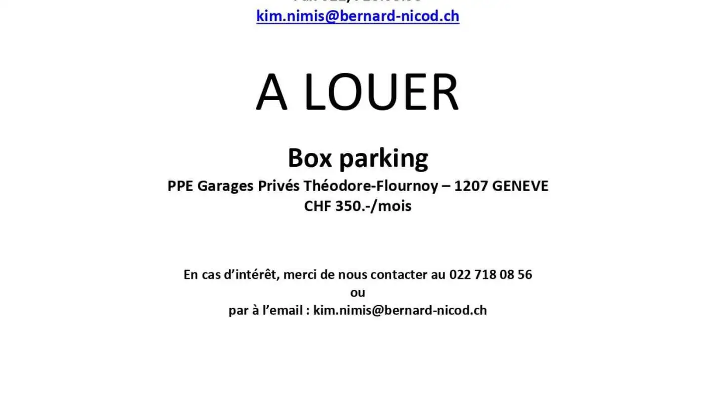 Garage individuel à louer - 1207 Genève