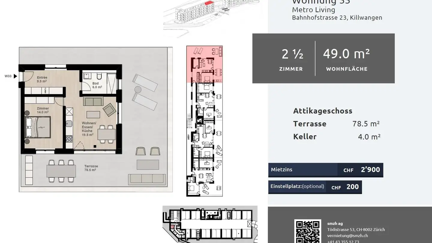 Penthouse mieten - Bahnhofstrasse 23, 8956 Killwangen - Foto 2