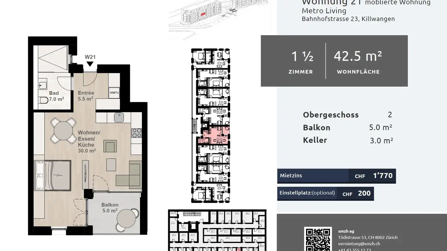 Wohnung mieten - Bahnhofstrasse 23, 8956 Killwangen - Foto 2