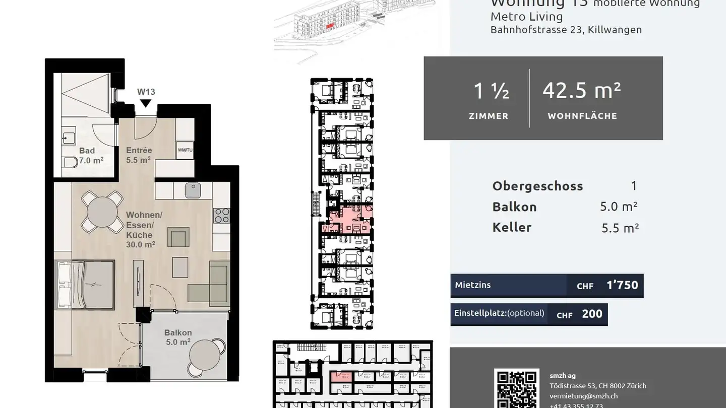 Wohnung mieten - Bahnhofstrasse 23, 8956 Killwangen - Foto 2