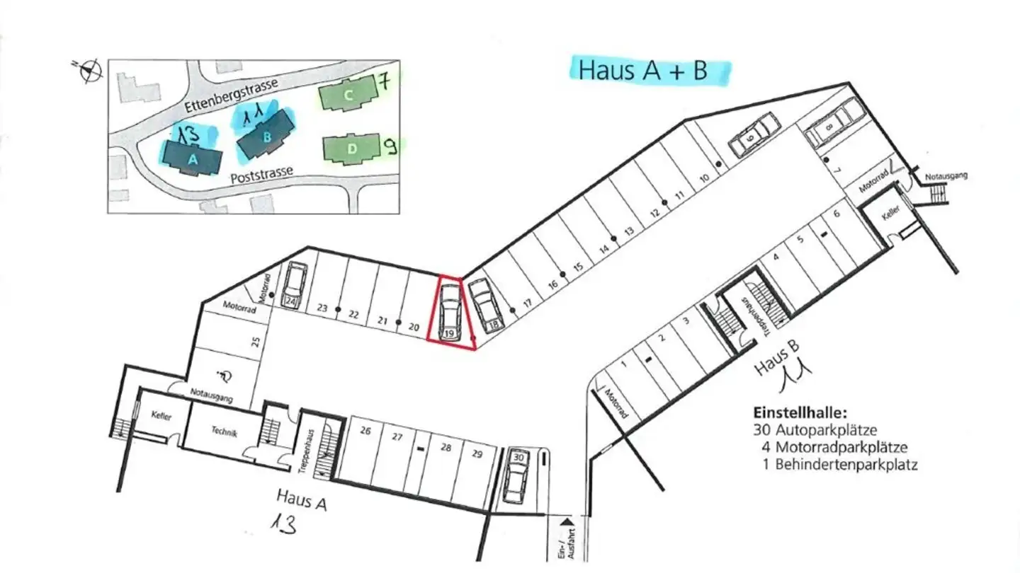 Parcheggio sotterraneo in affitto - Ettenbergstrasse 11, 8907 Wettswil - Photo 2