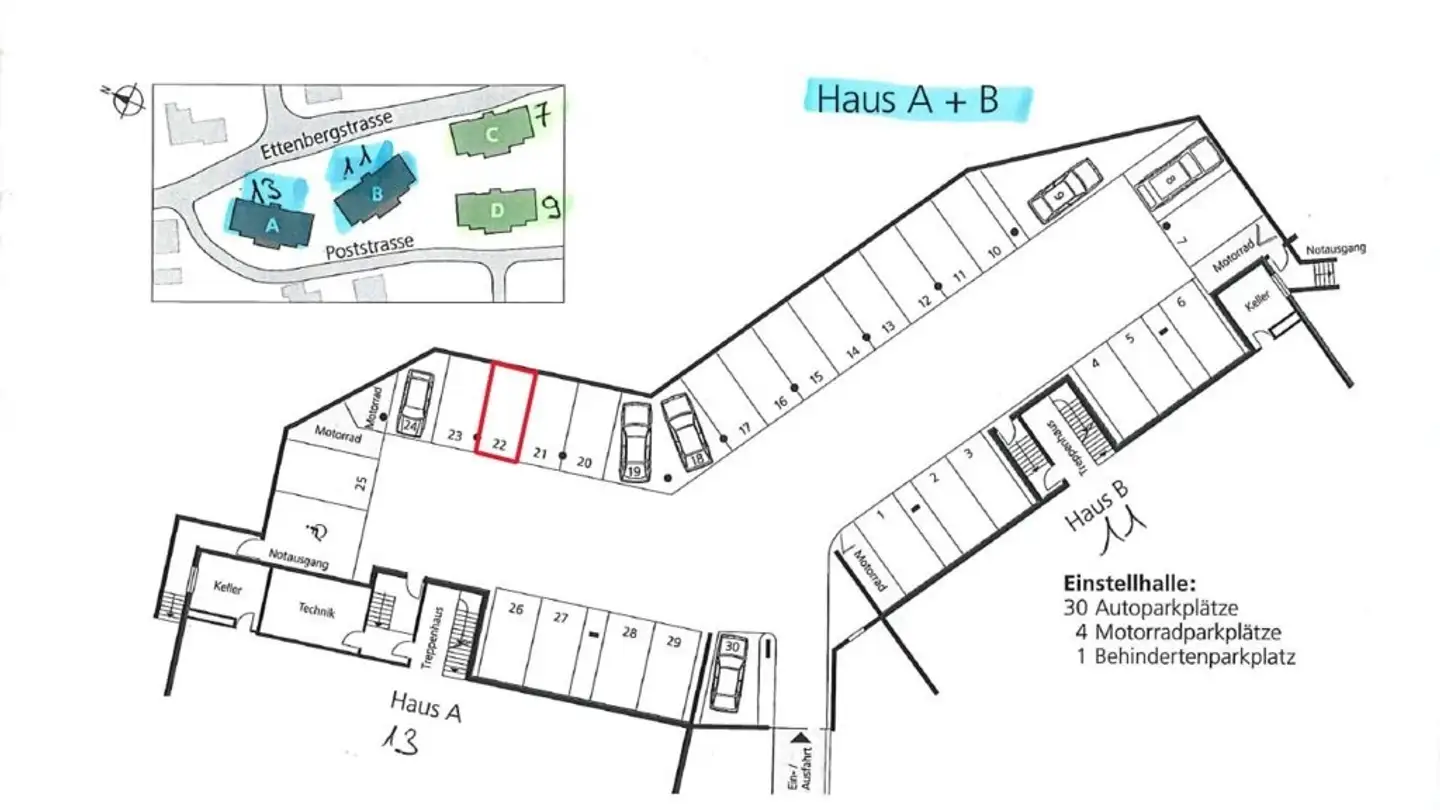 Parcheggio sotterraneo in affitto - Ettenbergstrasse 11, 8907 Wettswil - Photo 3