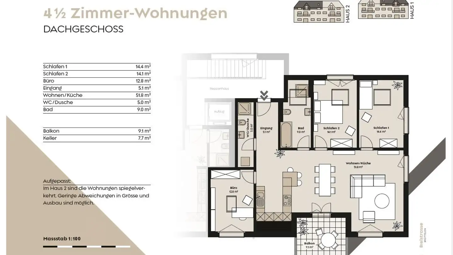 Attic flat for sale - Bielstrasse 12, 3237 Brüttelen - Photo 4
