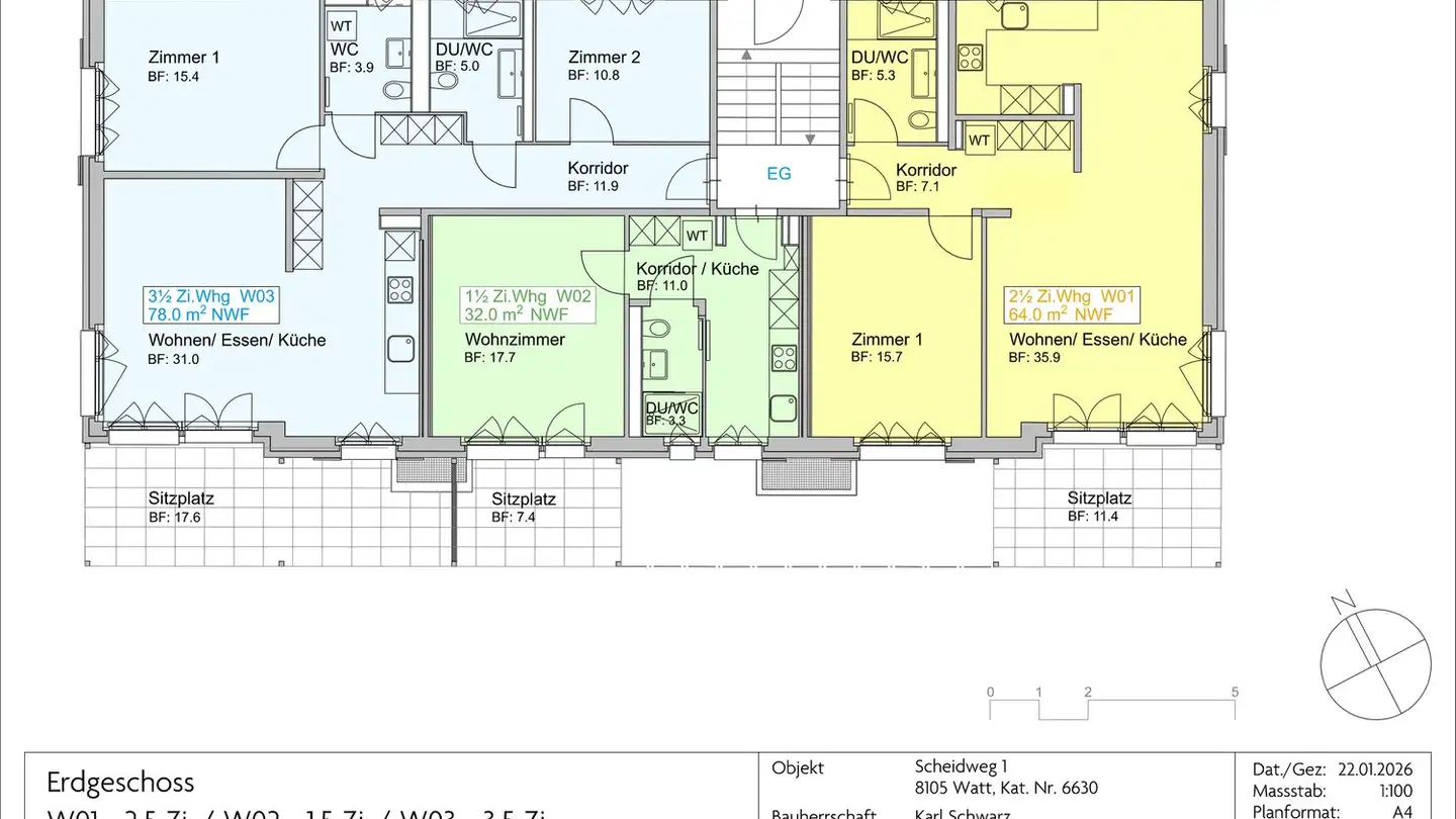Wohnung mieten - Scheidweg 1, 8105 Watt - Foto 3