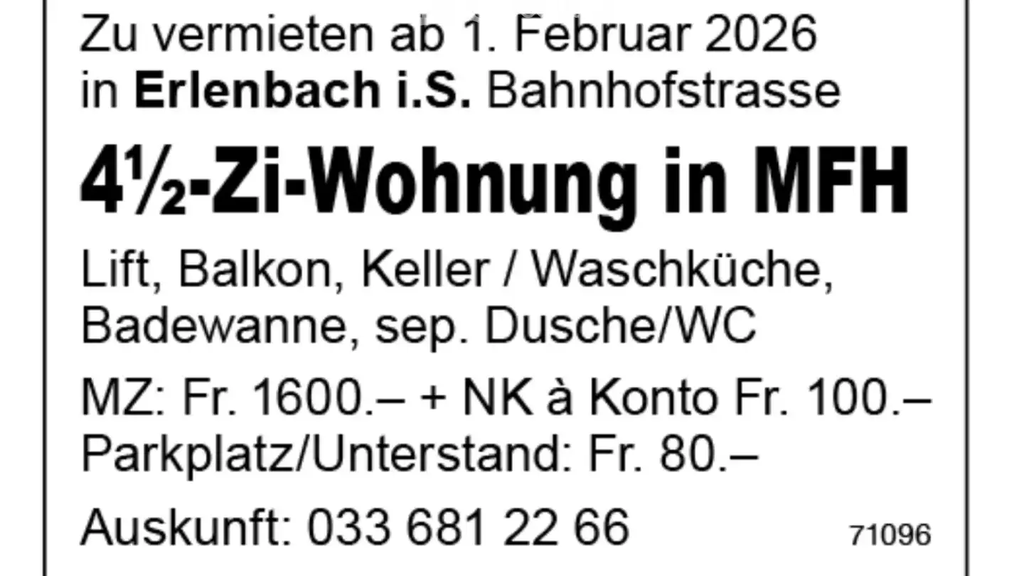 Wohnung mieten - 3762 Erlenbach im Simmental