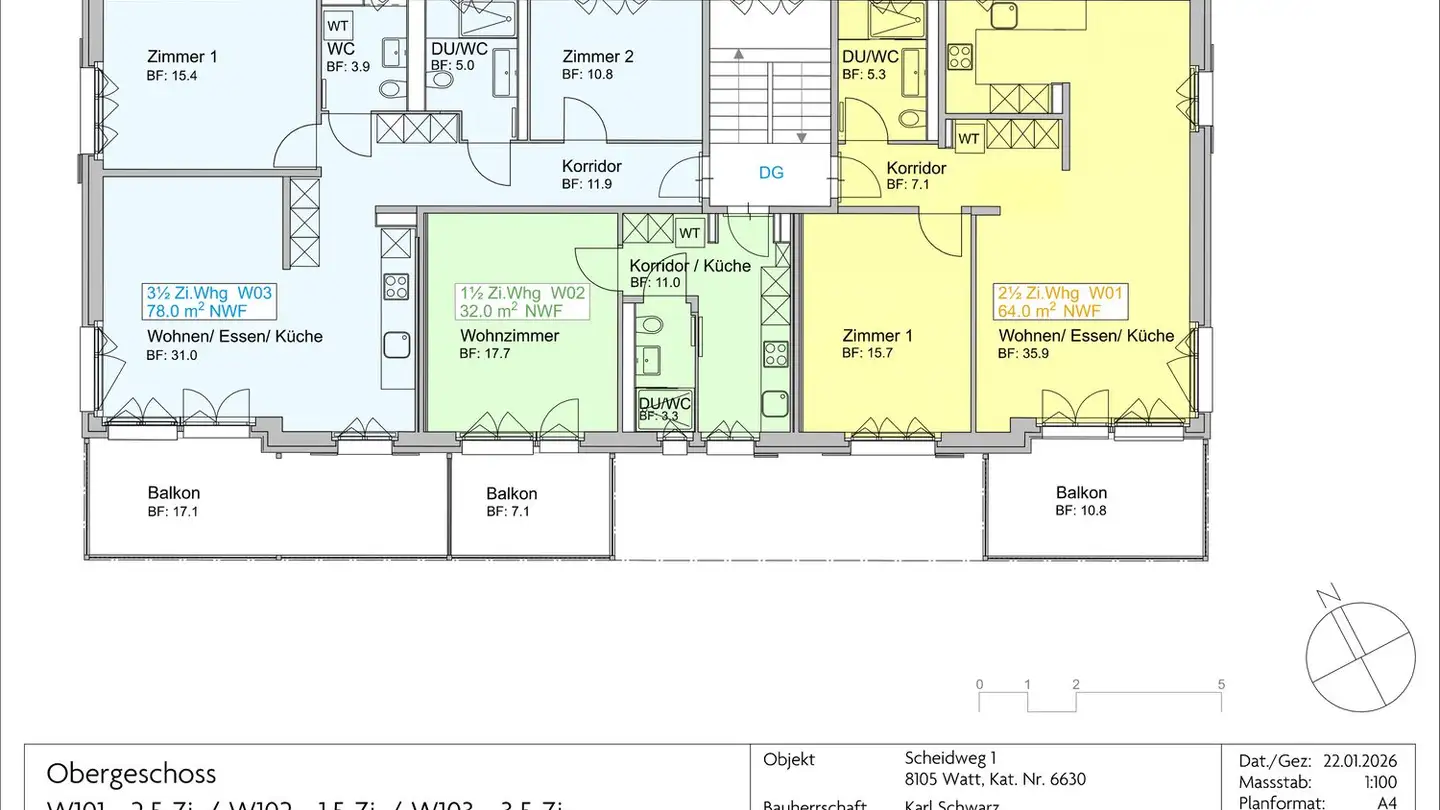 Wohnung mieten - Scheidweg 1, 8105 Watt - Foto 4