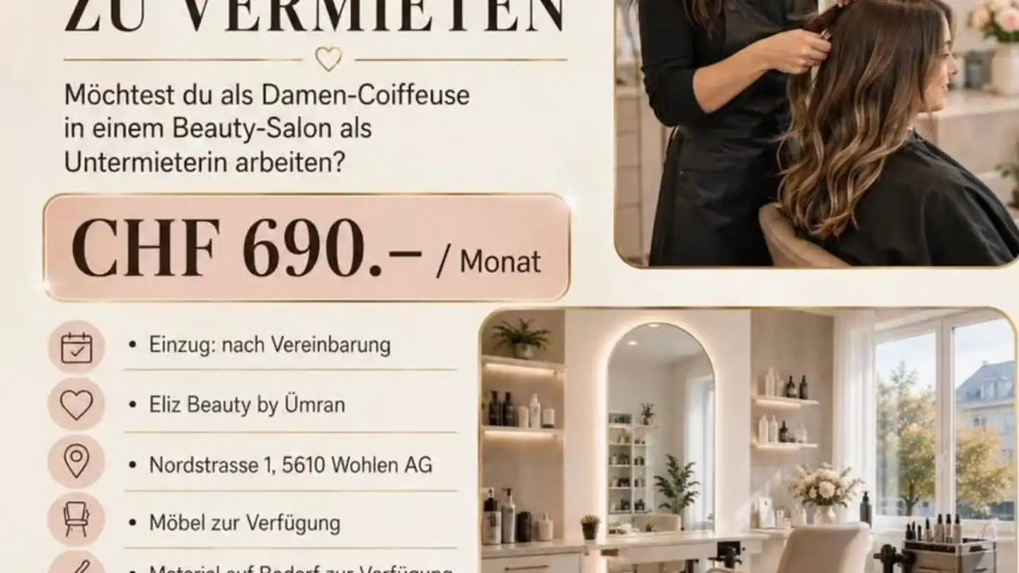 Parrucchiere in affitto - Nordstrasse 1, 5610 Wohlen AG